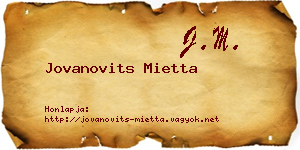 Jovanovits Mietta névjegykártya